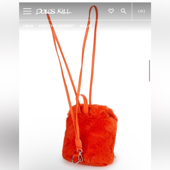 Dolls Kill Fuzzy Orange mini backpack NWT - Picture 2 of 6